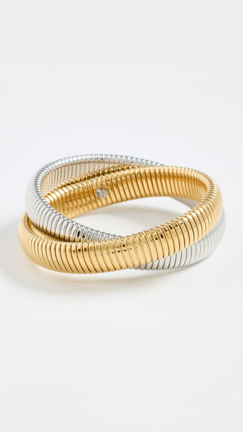 Chunky Two-Tone Double Intertwined Snake Bracelet  |  Bracelets Bracelets Bracelets