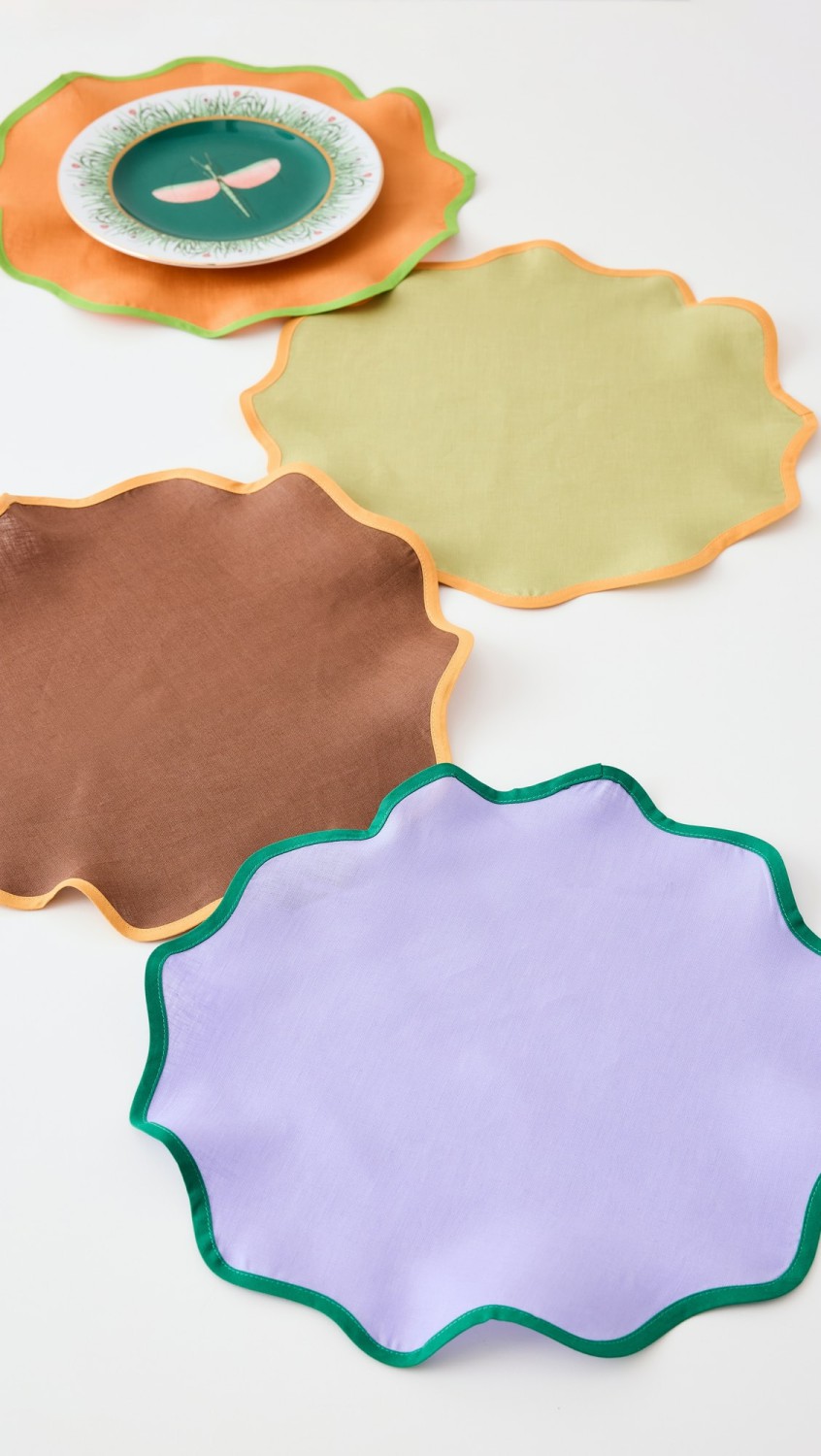 Cloud Tablemat Mixed Set Of 4  |  Tabletop Home Lilac/Olive/Chocolate/Siena