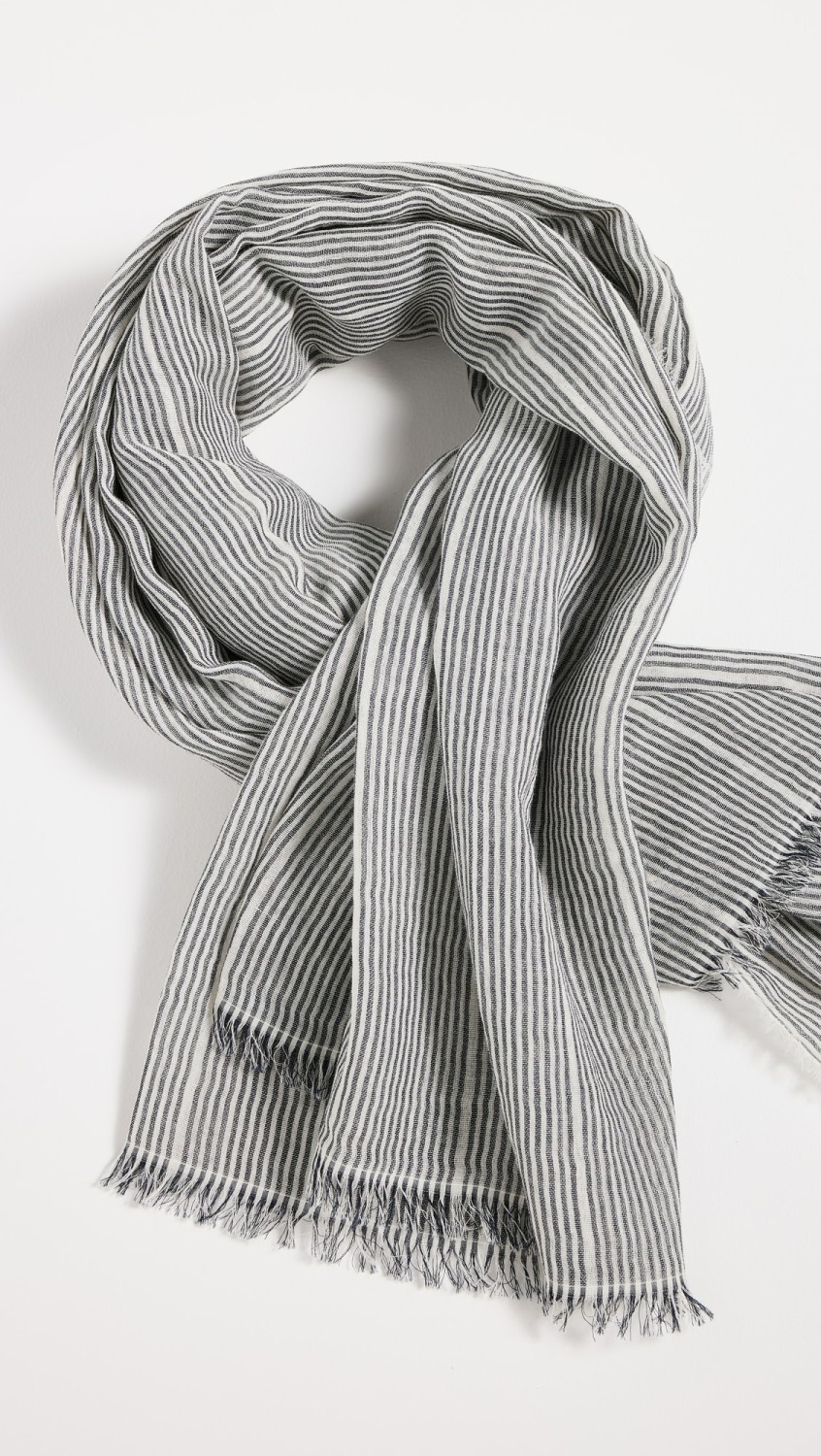 Cotton Micro Stripe Scarf  |  Scarves & Wraps Accessories Grey