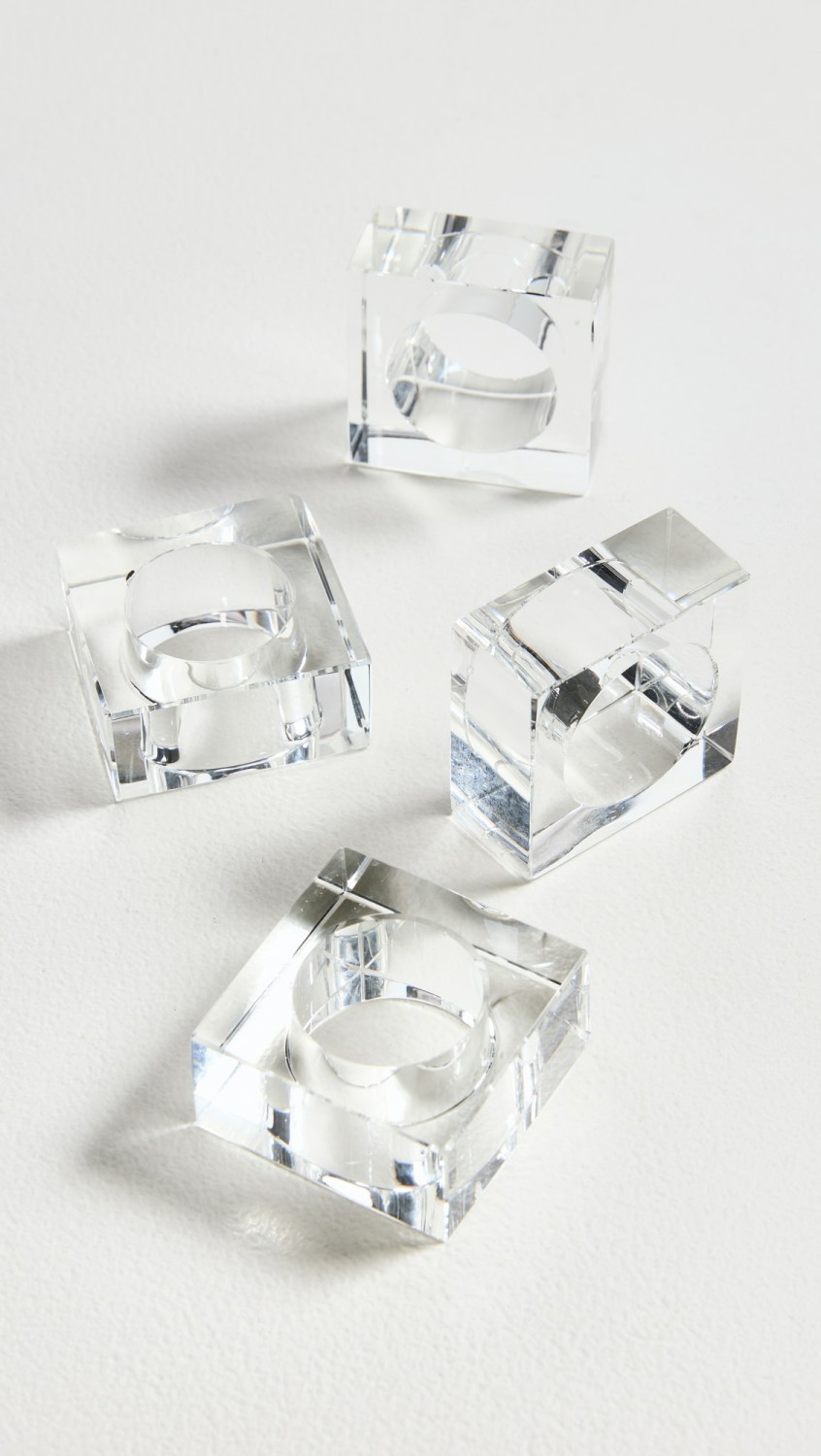 Crystal Napkin Rings Set  |  Tabletop Home Clear