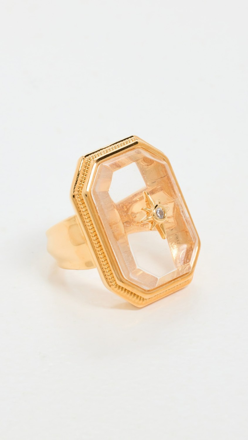 Crystal Signet Ring  |  Rings Jewelry Gold/Transparent Quartz