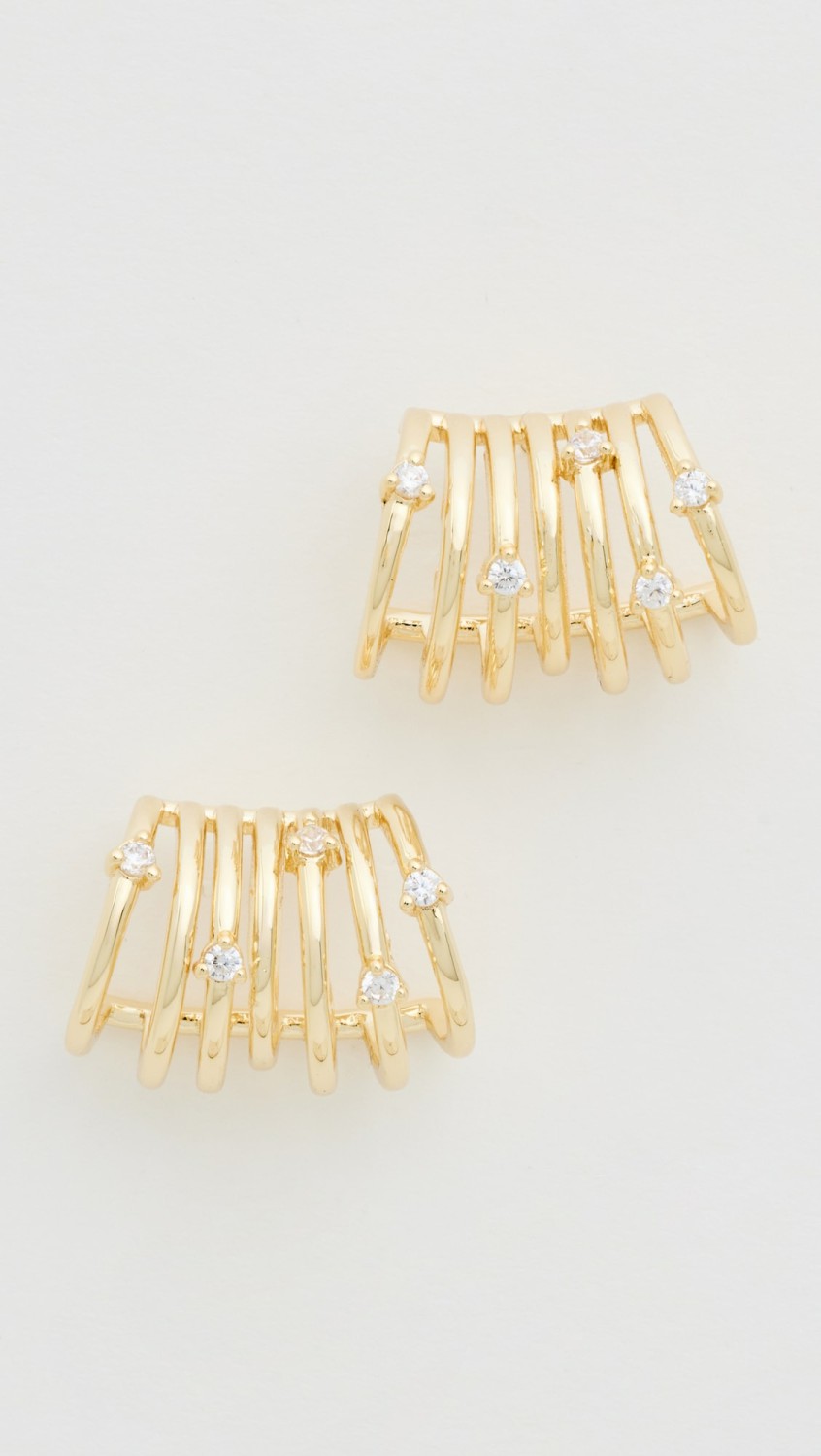 Cz Multi Row Cage Stud Earrings  |  Earrings Earrings Earrings