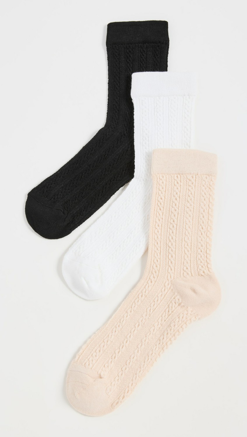 Delicate Knit Socks  |  Socks & Tights Accessories Black/Ivory/Oat