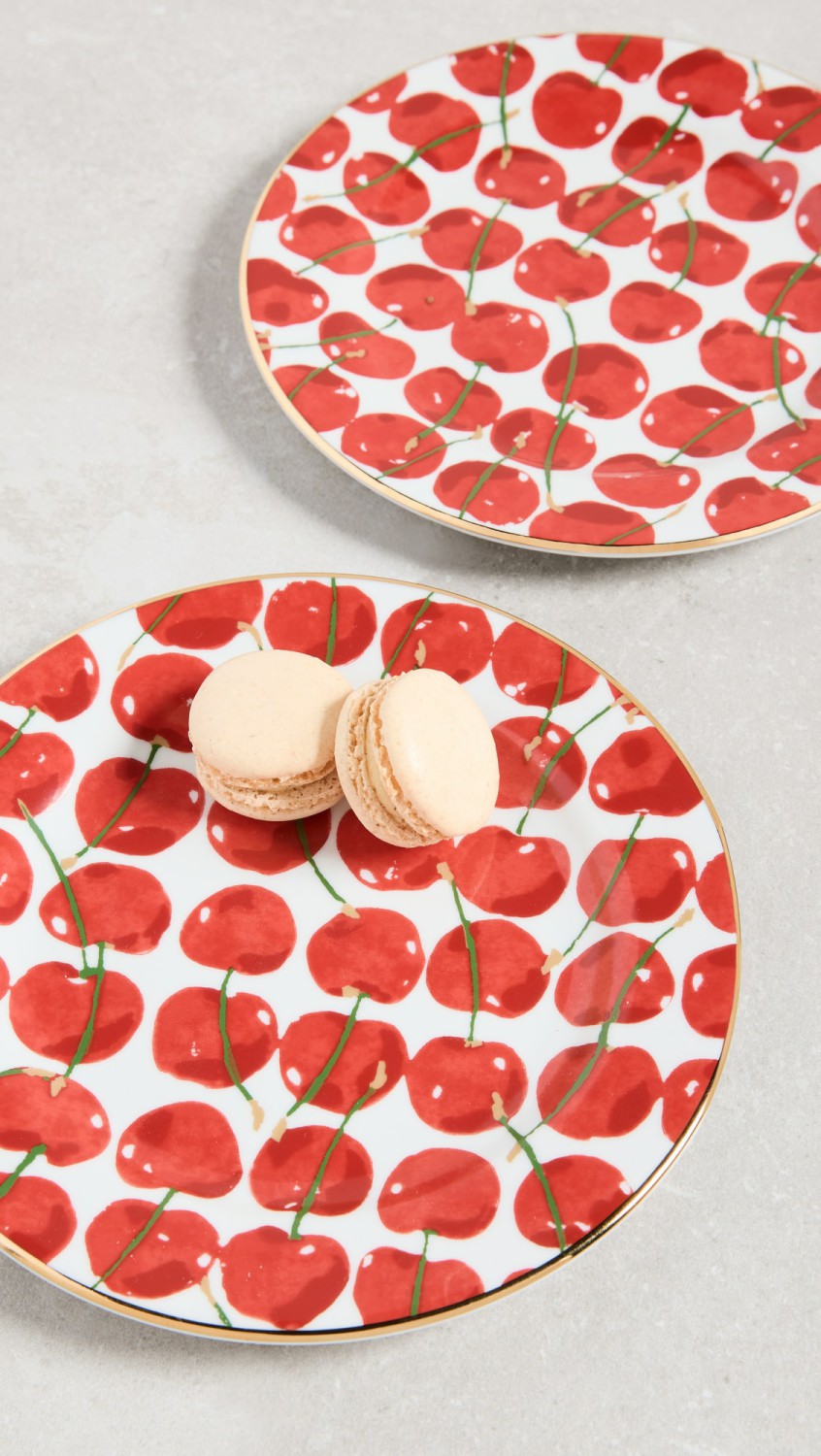 Dessert Plates Set Of 2  |  Tabletop Home Cherries Avorio