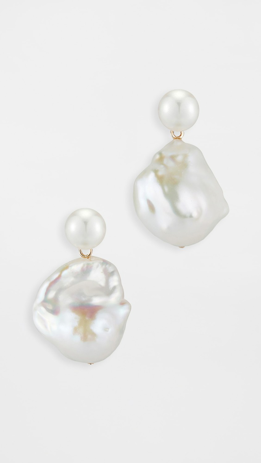 Duality Pearl Drop Earrings  |  Earrings Earrings 14Kt Yellow