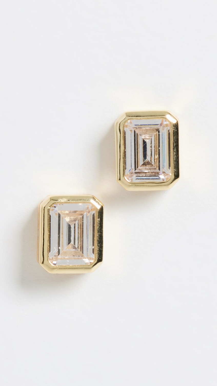 Emerald Baguette Studs  |  Earrings Earrings Crystal