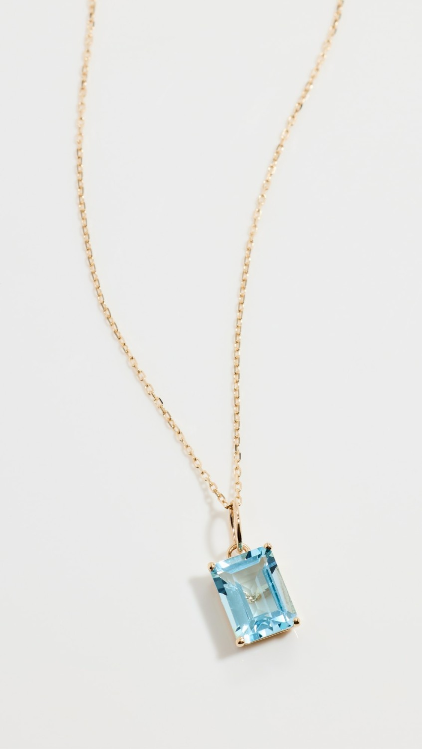 Emerald Cut Blue Topaz Necklace  |  Necklaces Jewelry Necklaces