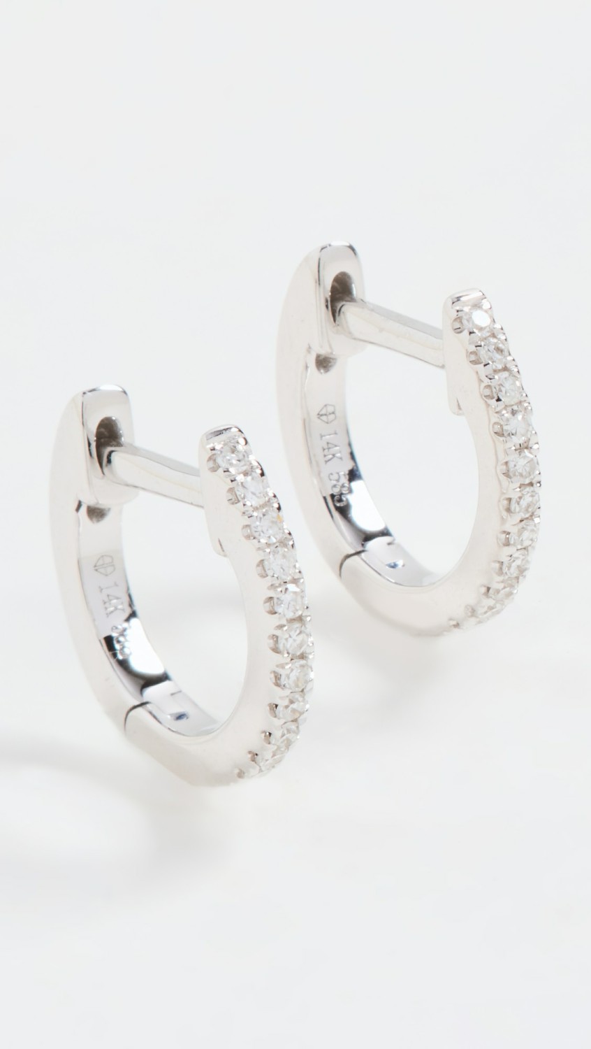 Fine Diamond Huggie Earrings  |  Earrings Earrings 14K White Gold