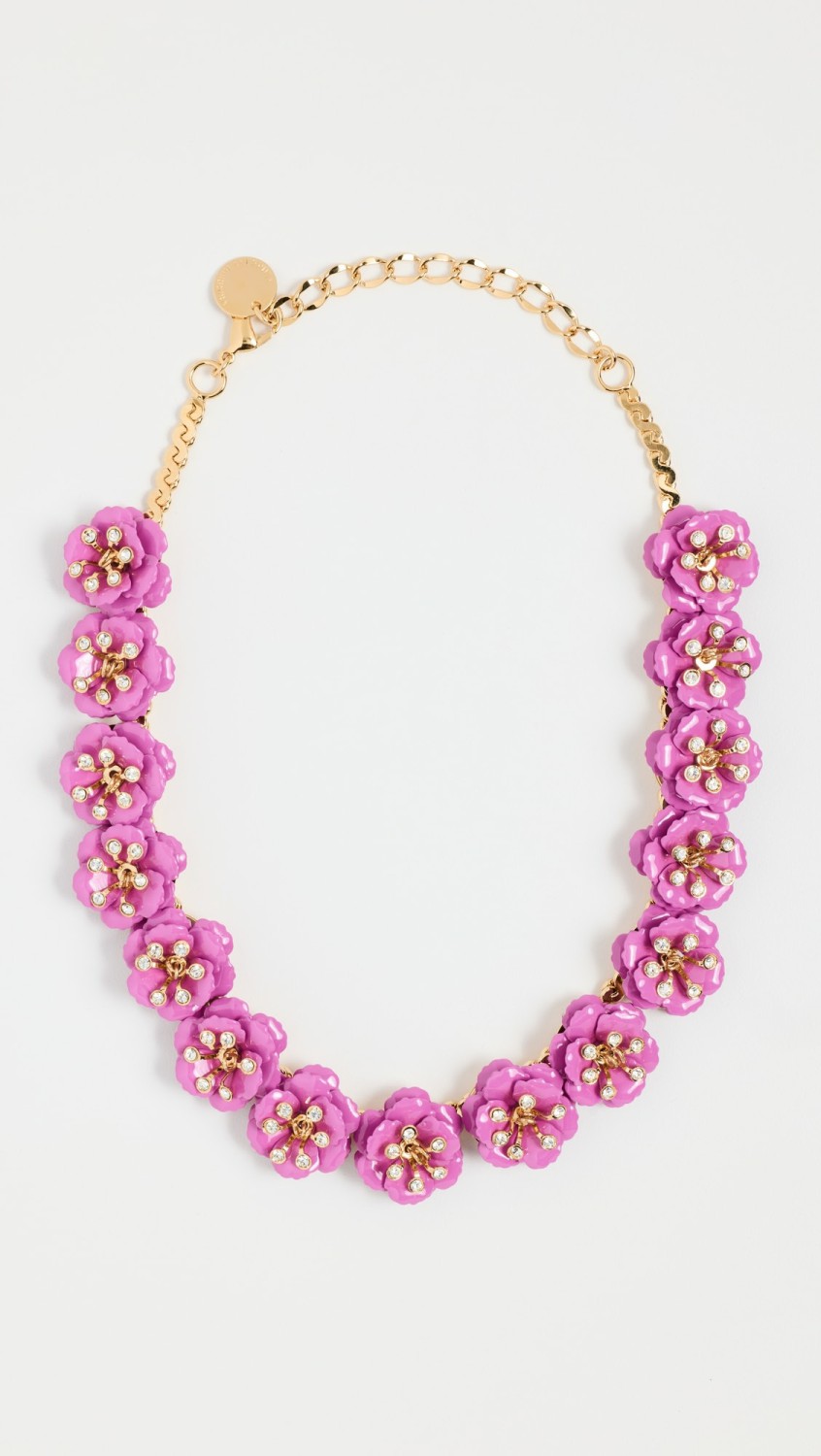 Flower & Crystal Necklace  |  Necklaces Jewelry Necklaces