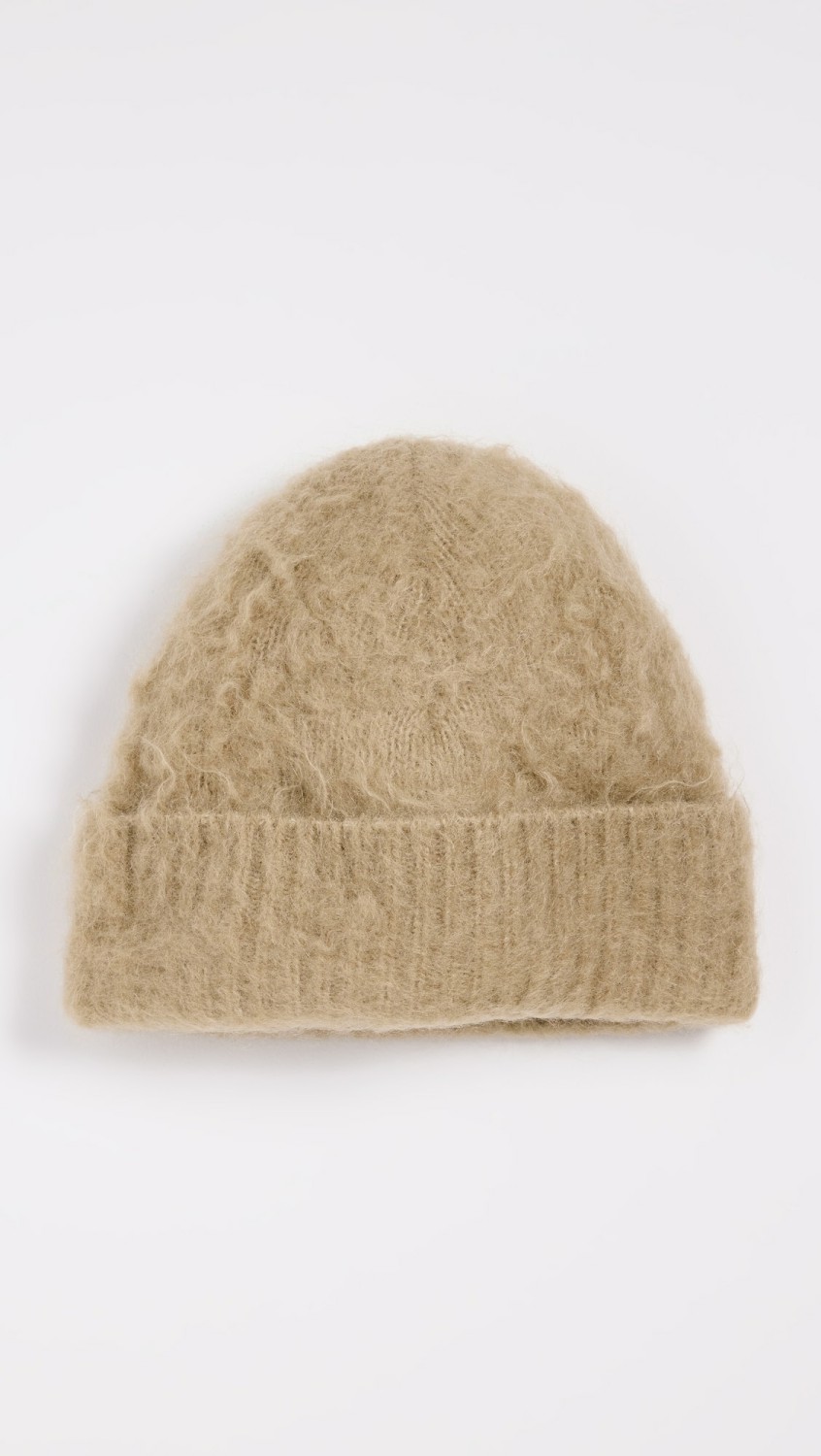 Fuzzy Beanie  |  Hats Accessories Dark Beige