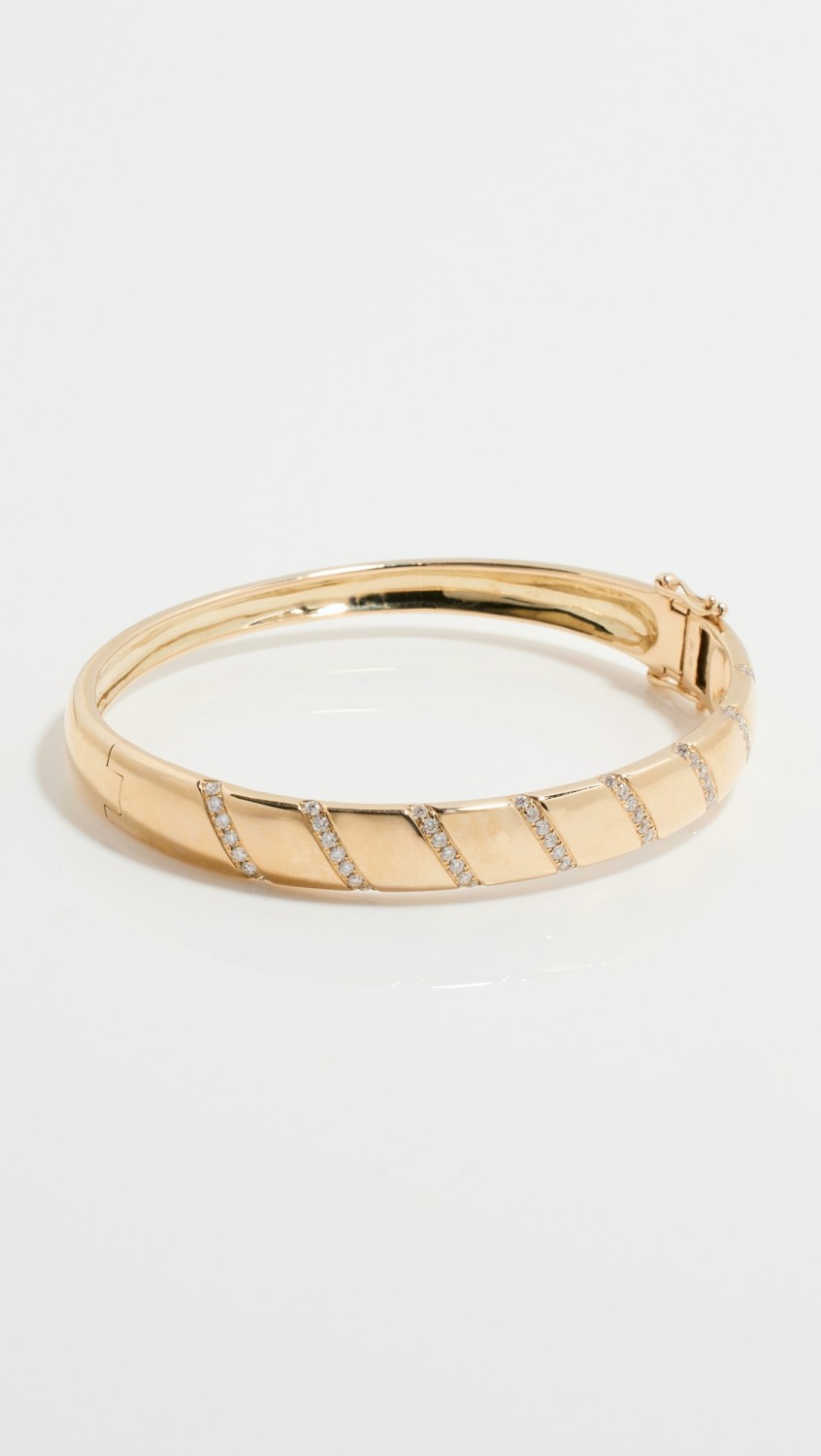 Gold And Diamond Stripe Bangle  |  Bracelets Bracelets Bracelets