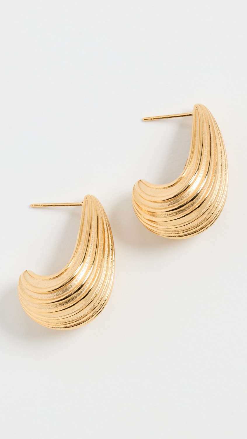 Gold Thick Ridge Hoops  |  Earrings Earrings Earrings