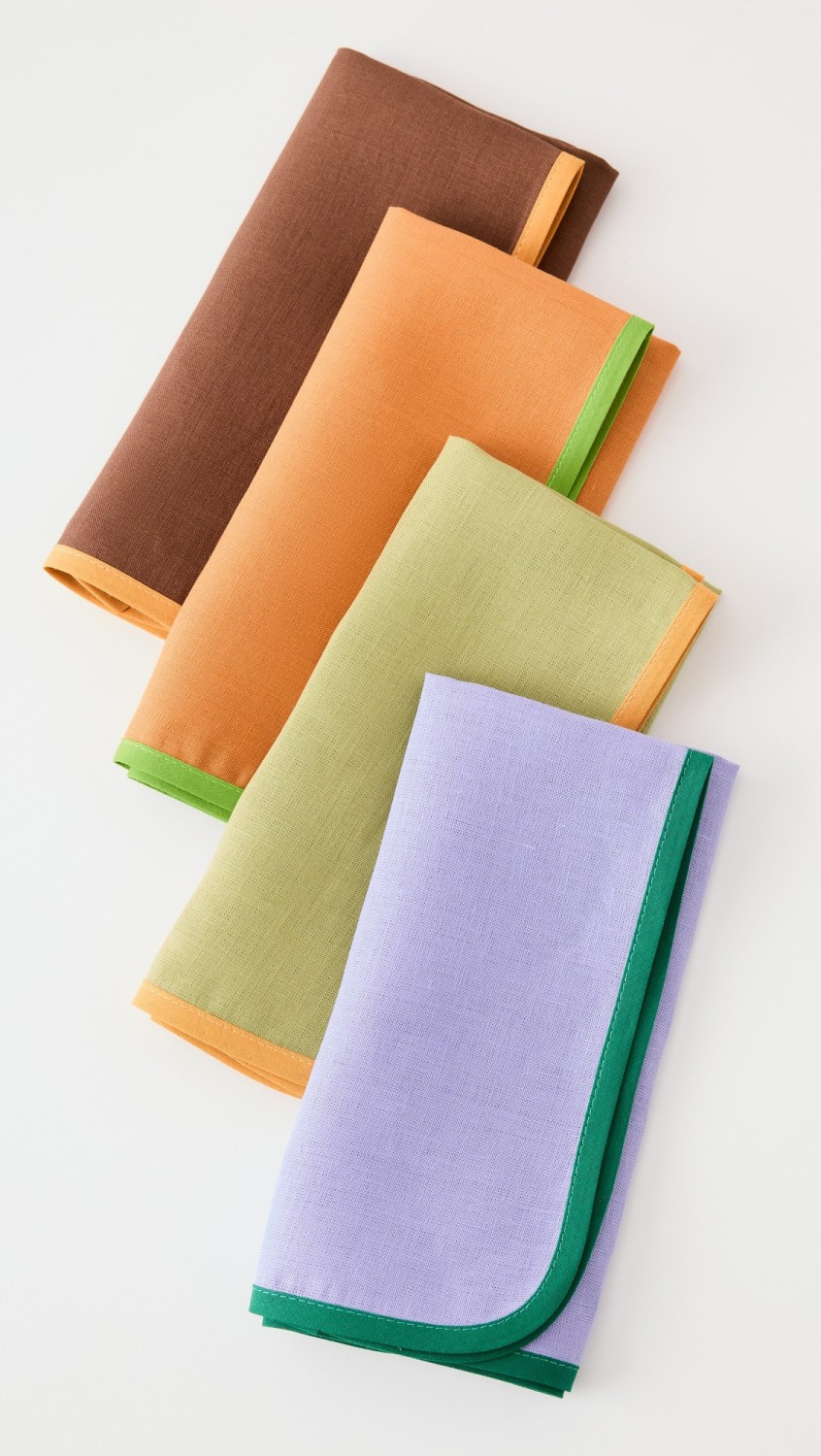 Large Napkins Mix Set Of 4 (45X45)  |  Tabletop Home Lilac/Olive/Chocolate/Siena