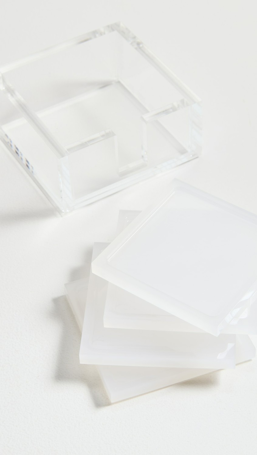 Lucite Coasters Set  |  Tabletop Home Clear/White