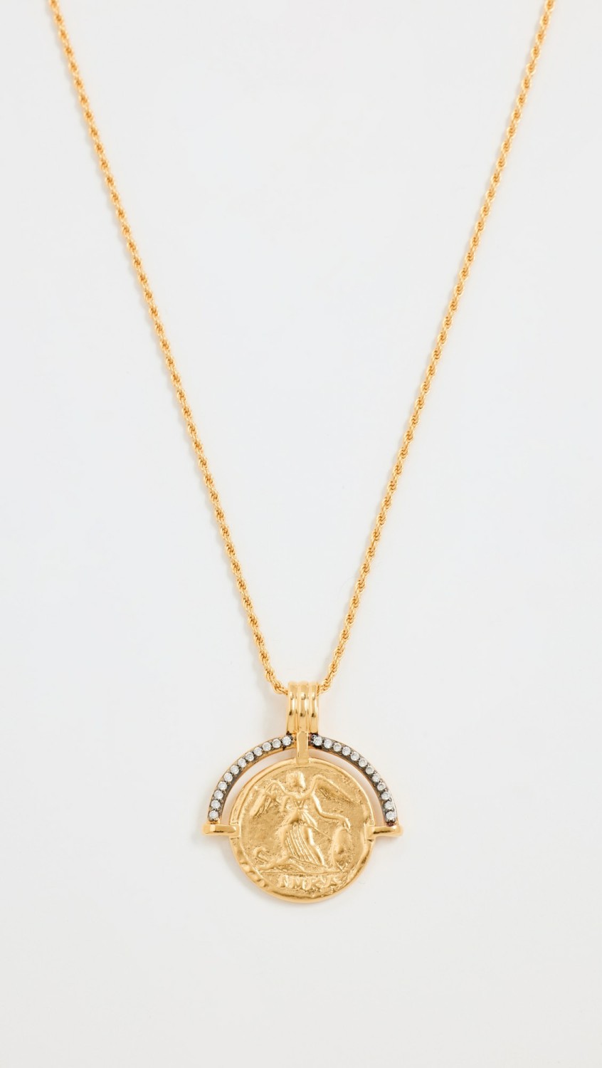 Lucy Williams Engravable Fortuna Arc Coin Necklace  |  Necklaces Jewelry Gold