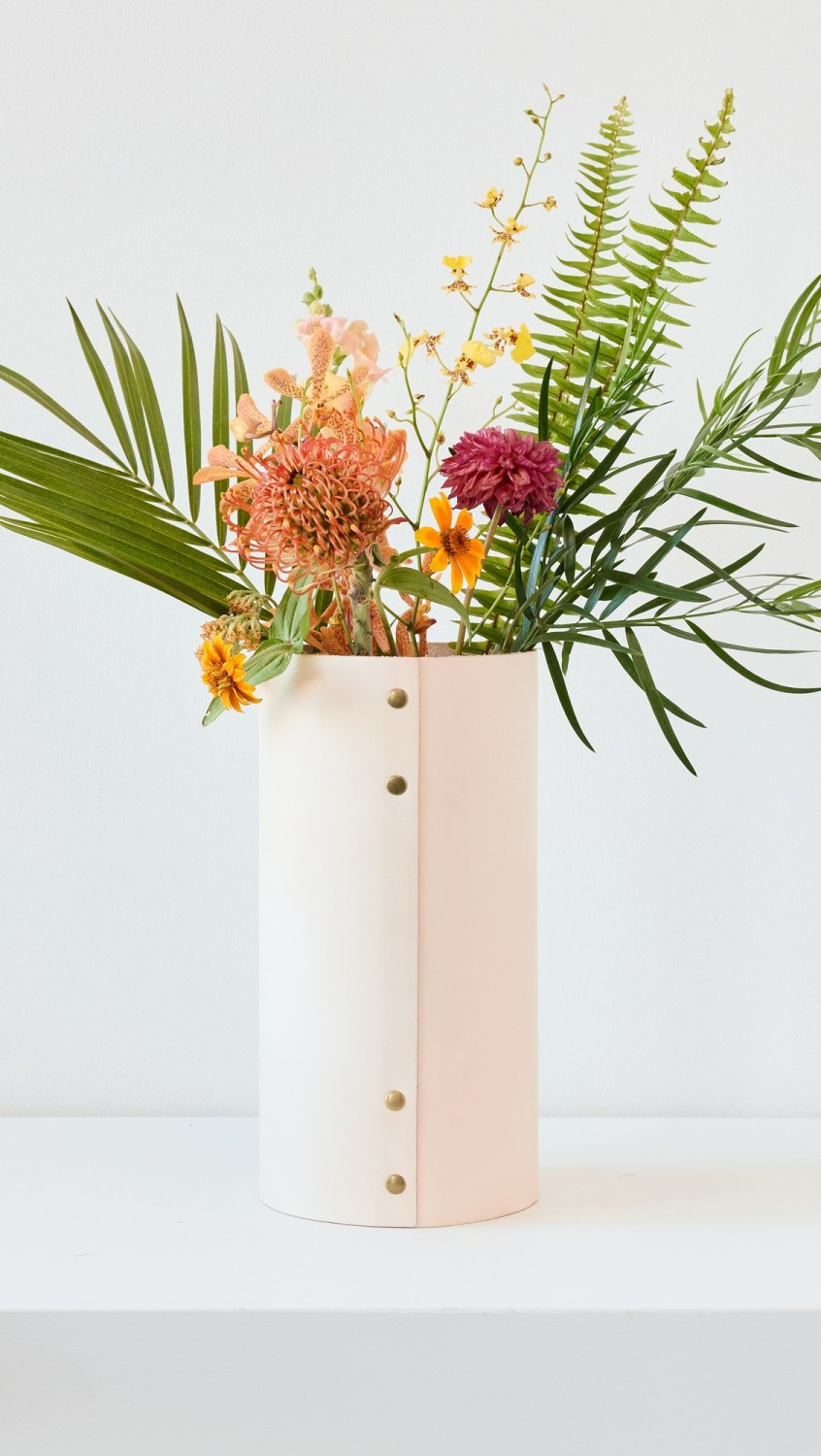 Medium Leather Rivet Vase  |  Décor Décor Décor