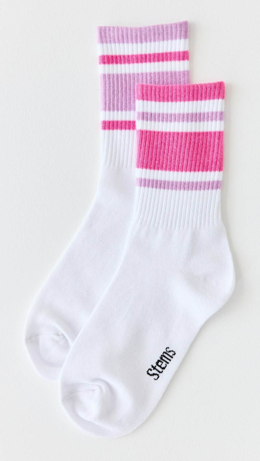 Mix Matched Striped Socks  |  Socks & Tights Accessories Ivory/Pink/Violet