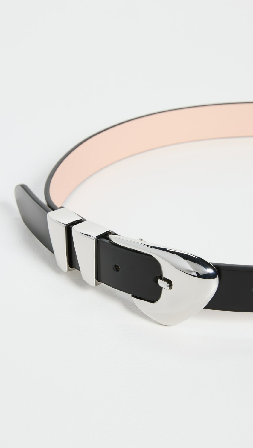 Moore Black Semi Patent Leather Belt  |  Belts Accessories Belts