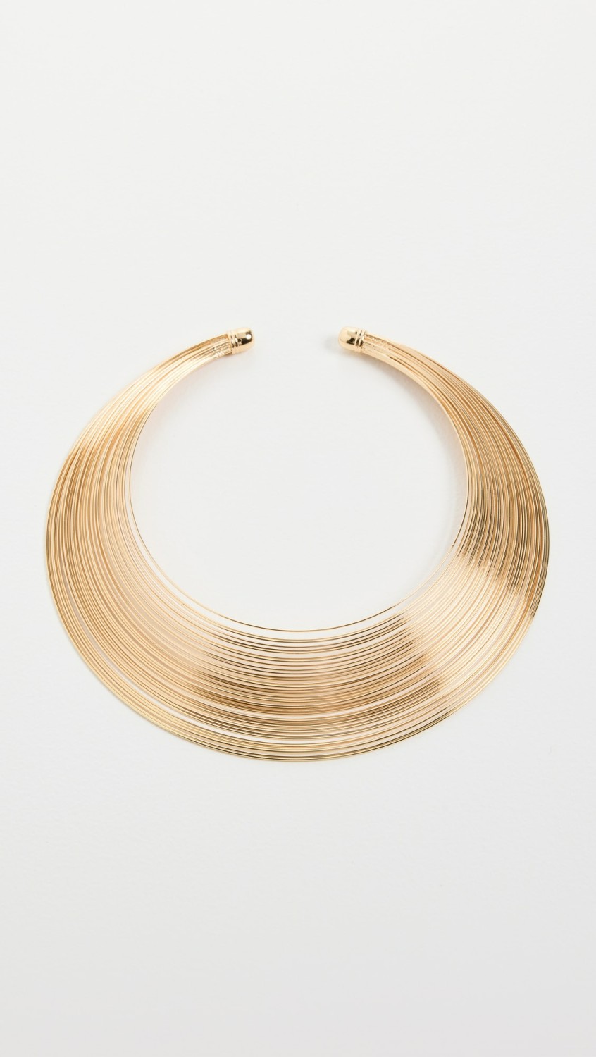 Multi Row Gold Wire Collar Necklace  |  Necklaces Jewelry Gold