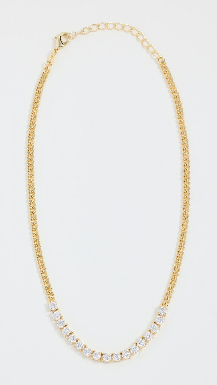 Multi Solitaires Cuban Link Choker Necklace  |  Necklaces Jewelry Gold