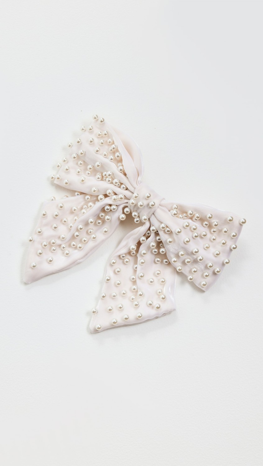 Natalia Pearl Embellished Bow Barrette  |  Hair Accessories Accessories Hair Accessories