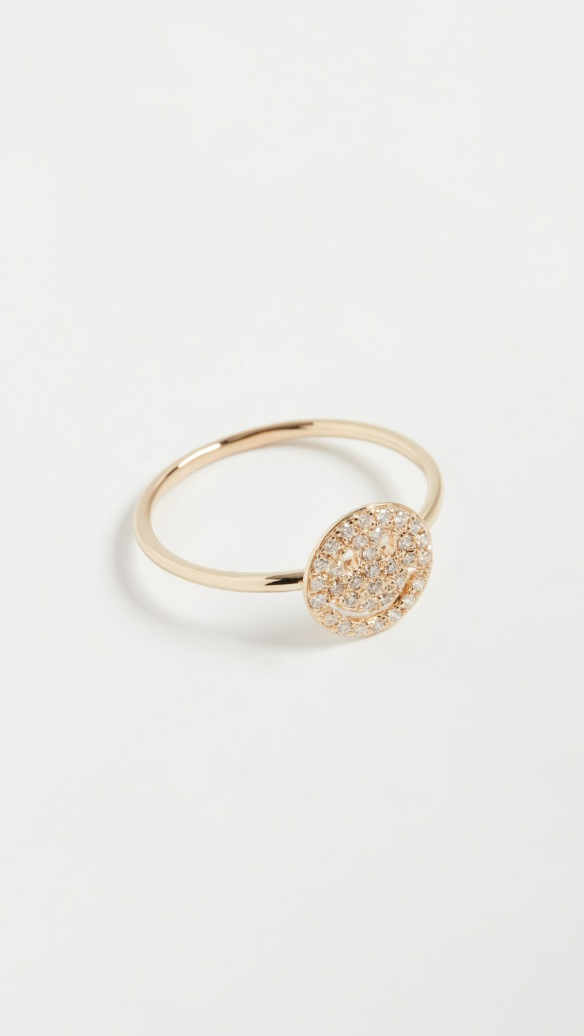 Pave Happy Face Ring  |  Rings Jewelry Gold