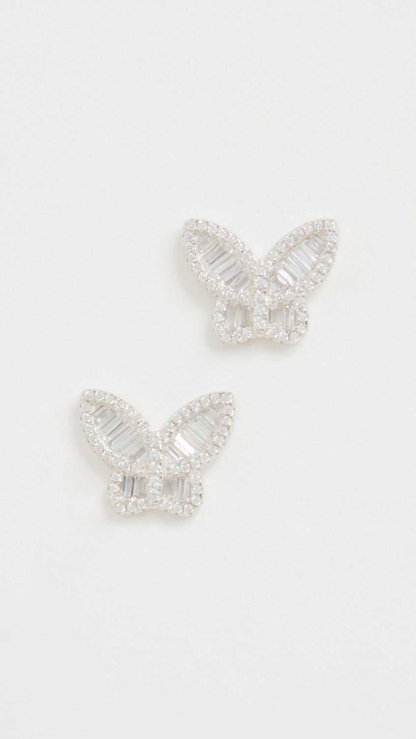 Pave X Baguette Butterfly Stud Earrings  |  Earrings Earrings Earrings