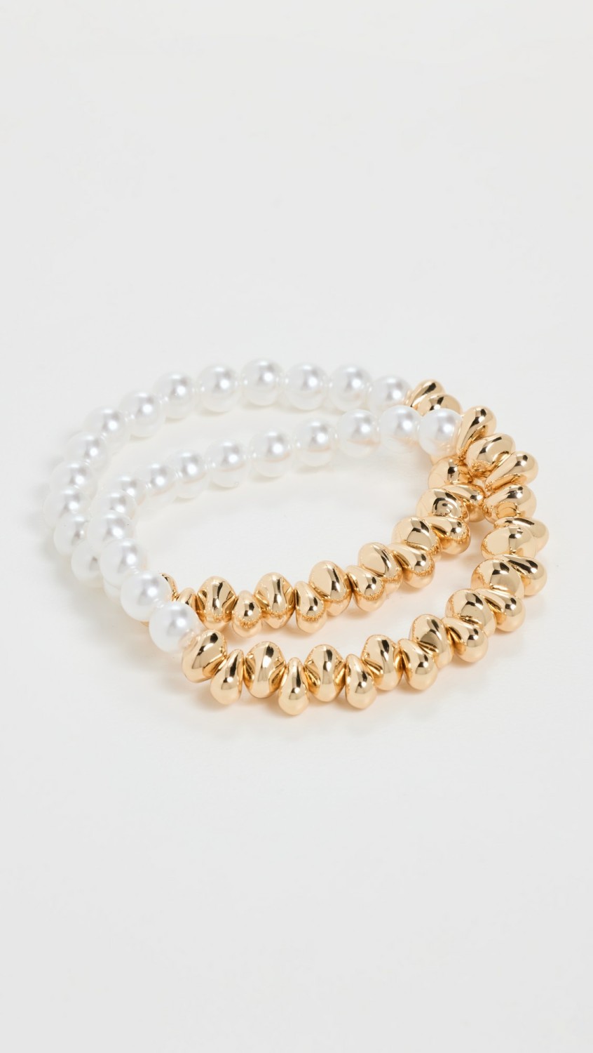 Pearl And Gold Nugget Bracelet Set  |  Bracelets Bracelets Bracelets