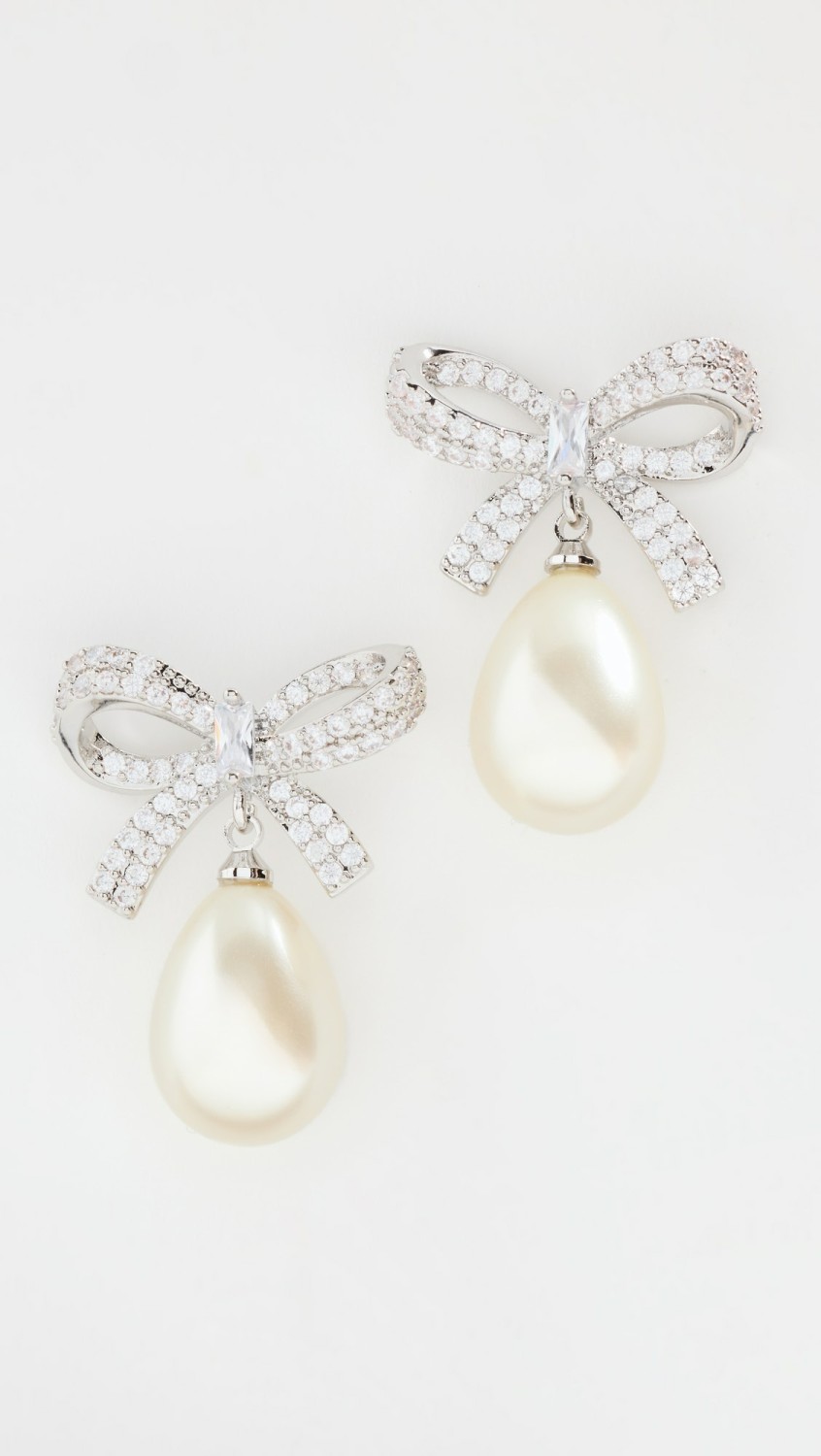 Pearl Pave Bow Earrings  |  Earrings Earrings Earrings