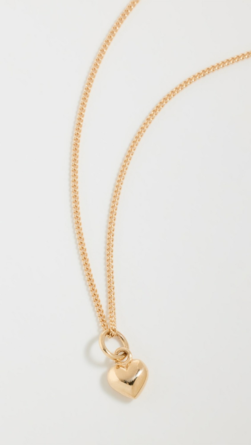 Petite Puffed Heart Charm Necklace  |  Necklaces Jewelry Gold