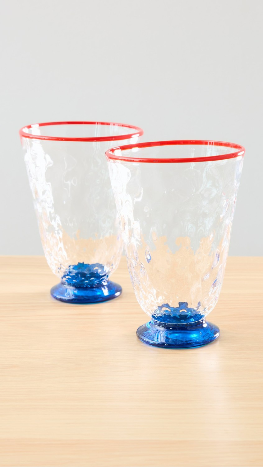 Quilted Glasses Set Of 2  |  Tabletop Home Blue