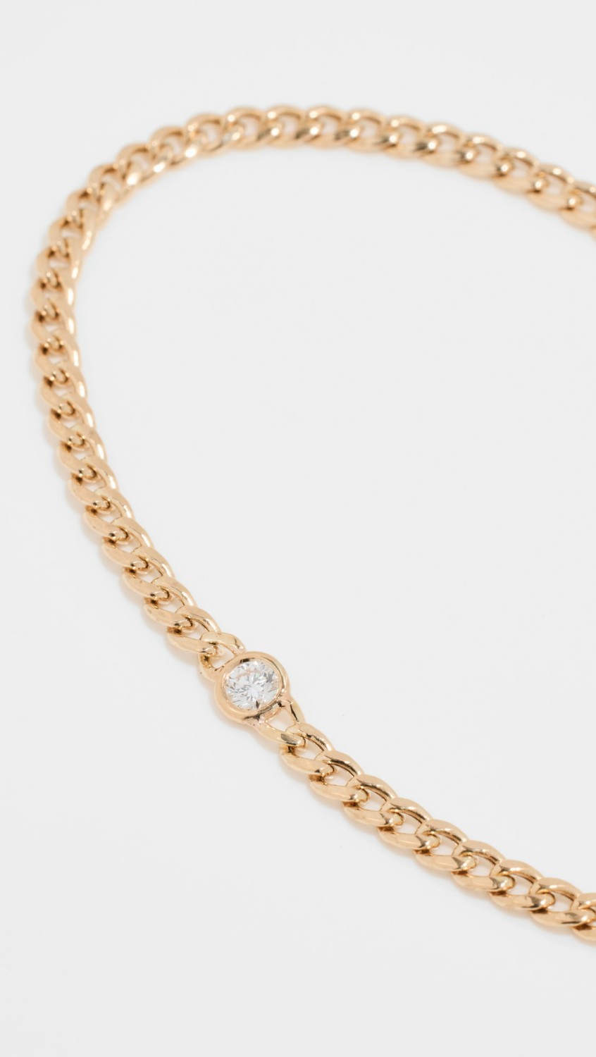 Single Floating Diamond Heavy Chain Bracelet  |  Bracelets Bracelets 14K Yellow Gold