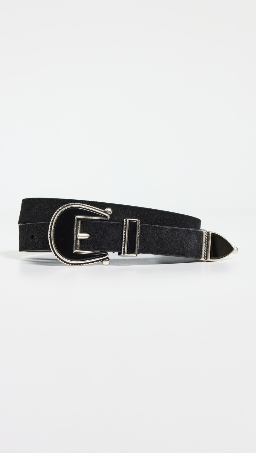 Skinny Suede Western Buckle Belt  |  Belts Accessories Belts