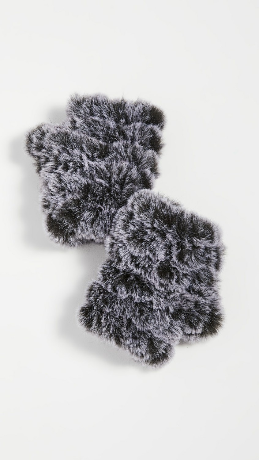 Snowtop Faux Fur Knitted Mandy Mittens  |  Gloves Accessories Black/White