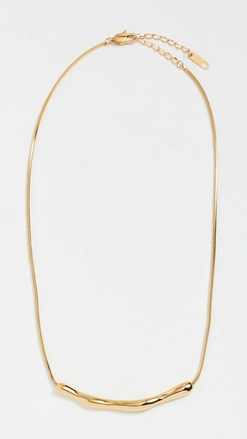 Solid Curved Bar Snake Chain Necklace  |  Necklaces Jewelry Gold