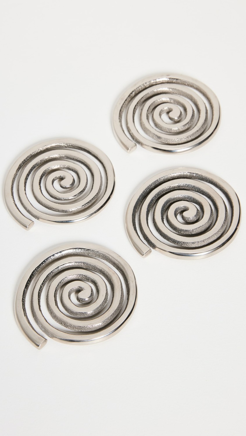 Spiral Coasters  |  Tabletop Home Nickel Plated Cast Aluminum