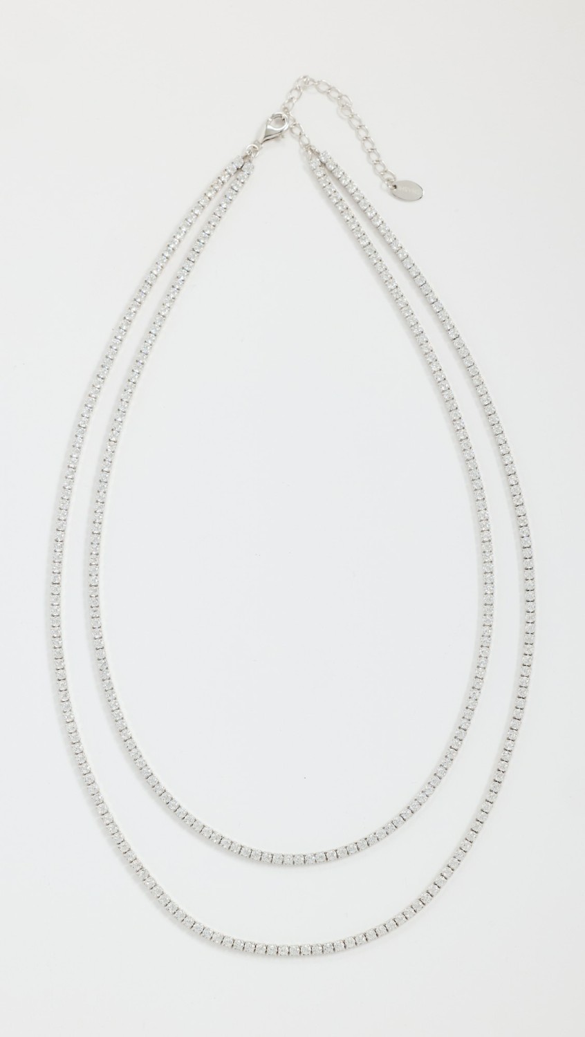 Tennis Diamond Two Row Necklace  |  Necklaces Jewelry Necklaces