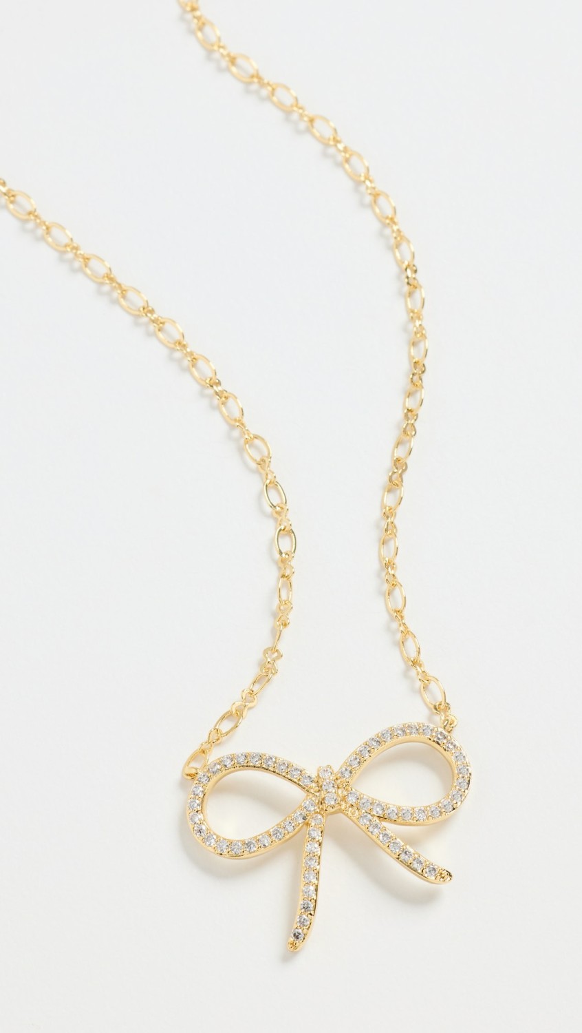 Thin Pave Bow Necklace  |  Necklaces Jewelry Gold