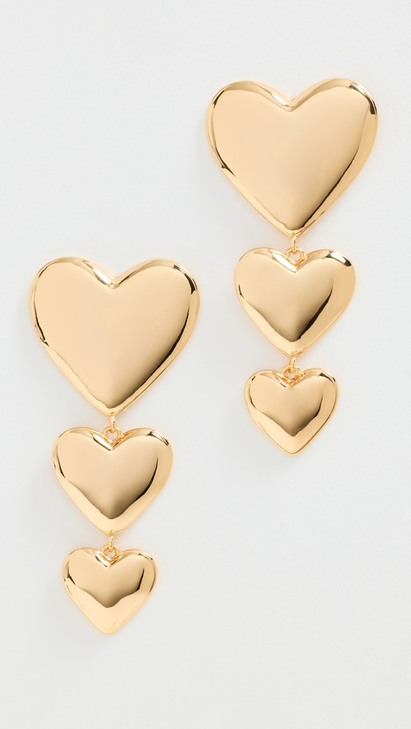 Triple Graduated Heart Drop Stud Earrings  |  Earrings Earrings Earrings