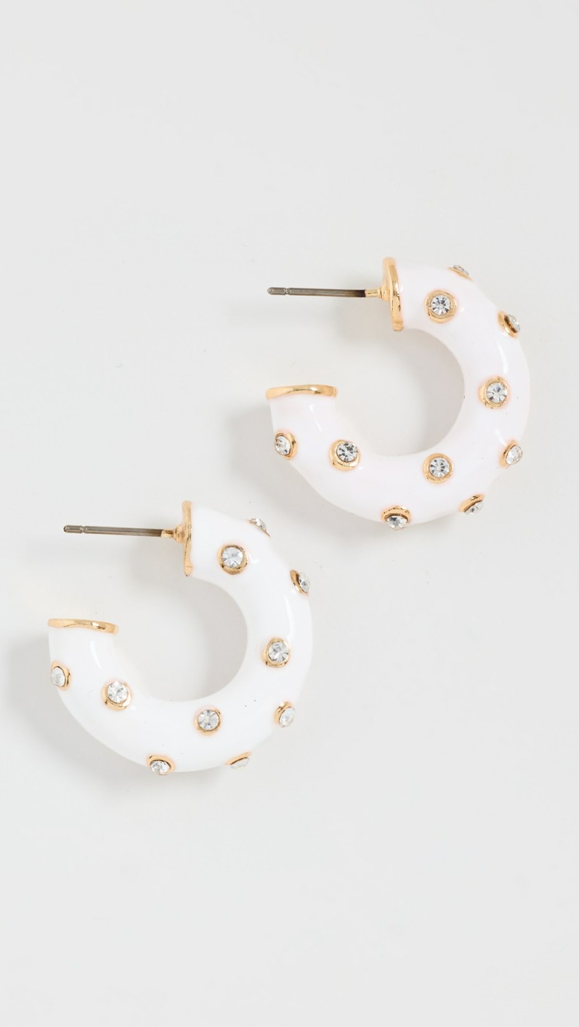 White Enamel Hoops  |  Earrings Earrings Earrings