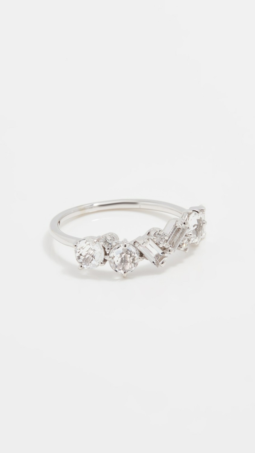 White Topaz And Diamond Cluster Ring  |  Rings Jewelry Rings