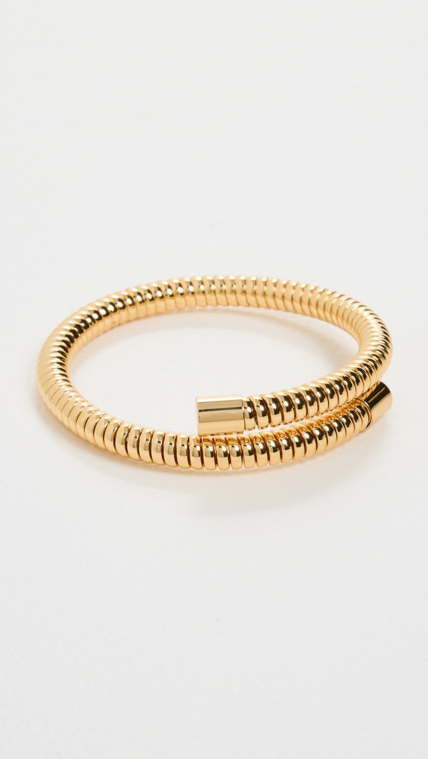 Wide Polished Gold Ribbed Stretch Bracelet  |  Bracelets Bracelets Bracelets