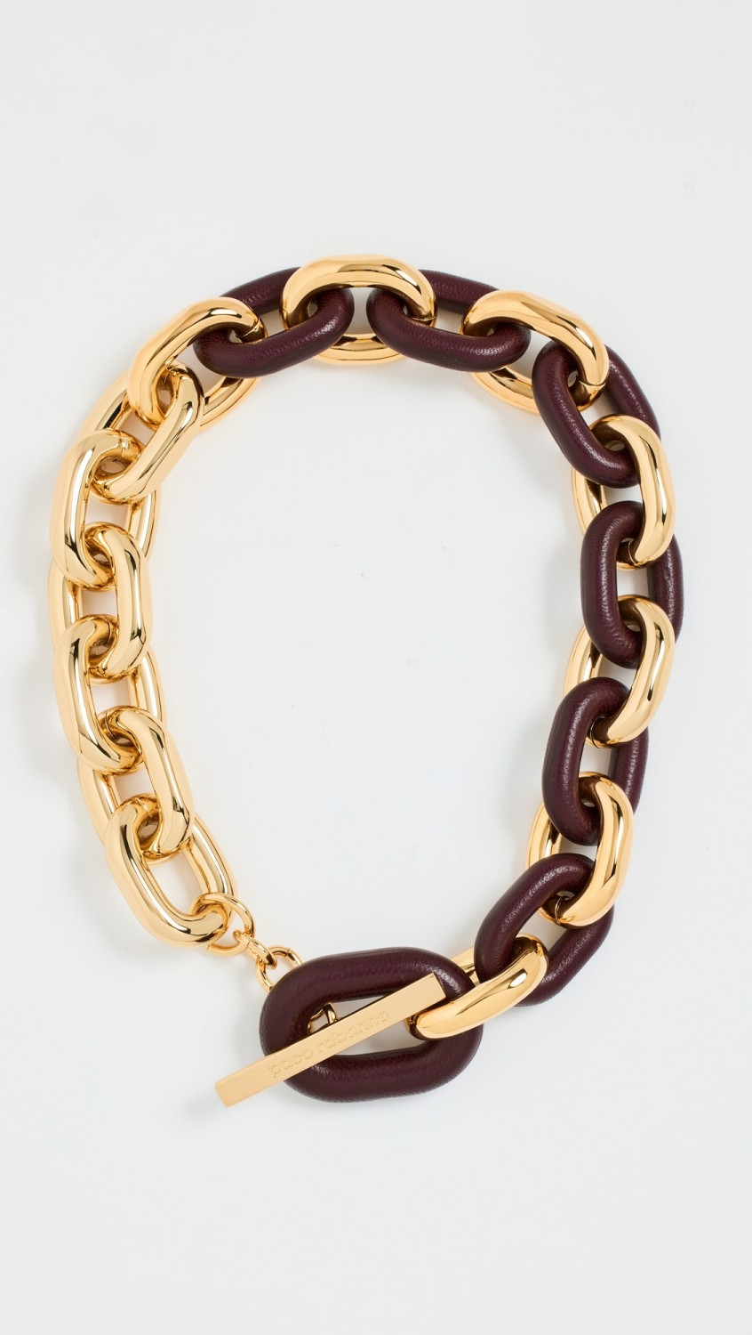 Xl Link Necklace  |  Necklaces Jewelry Gold/Burgundy