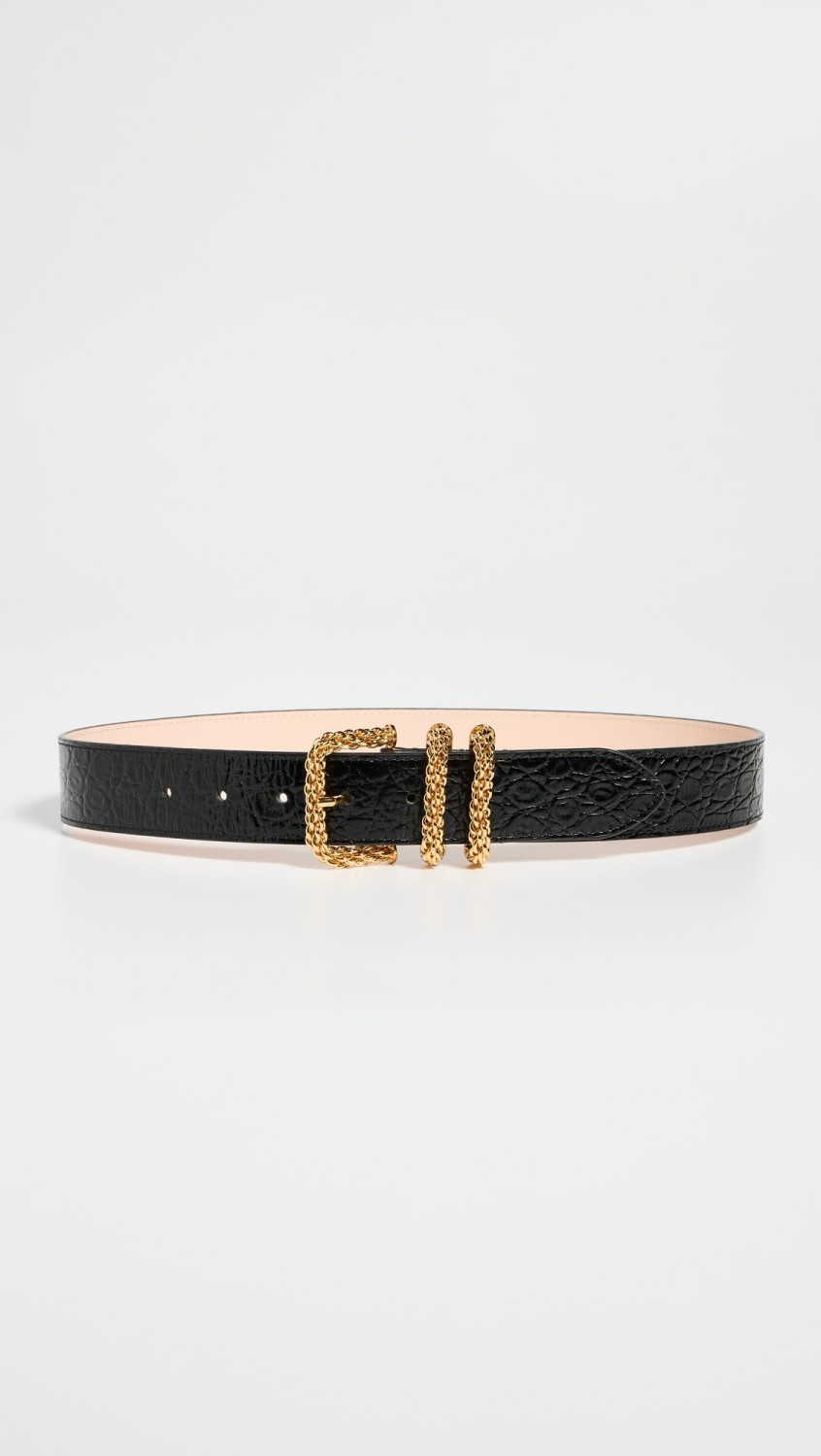 Katina Black Circular Croco Embossed Leather Belt  |  Belts Accessories Belts