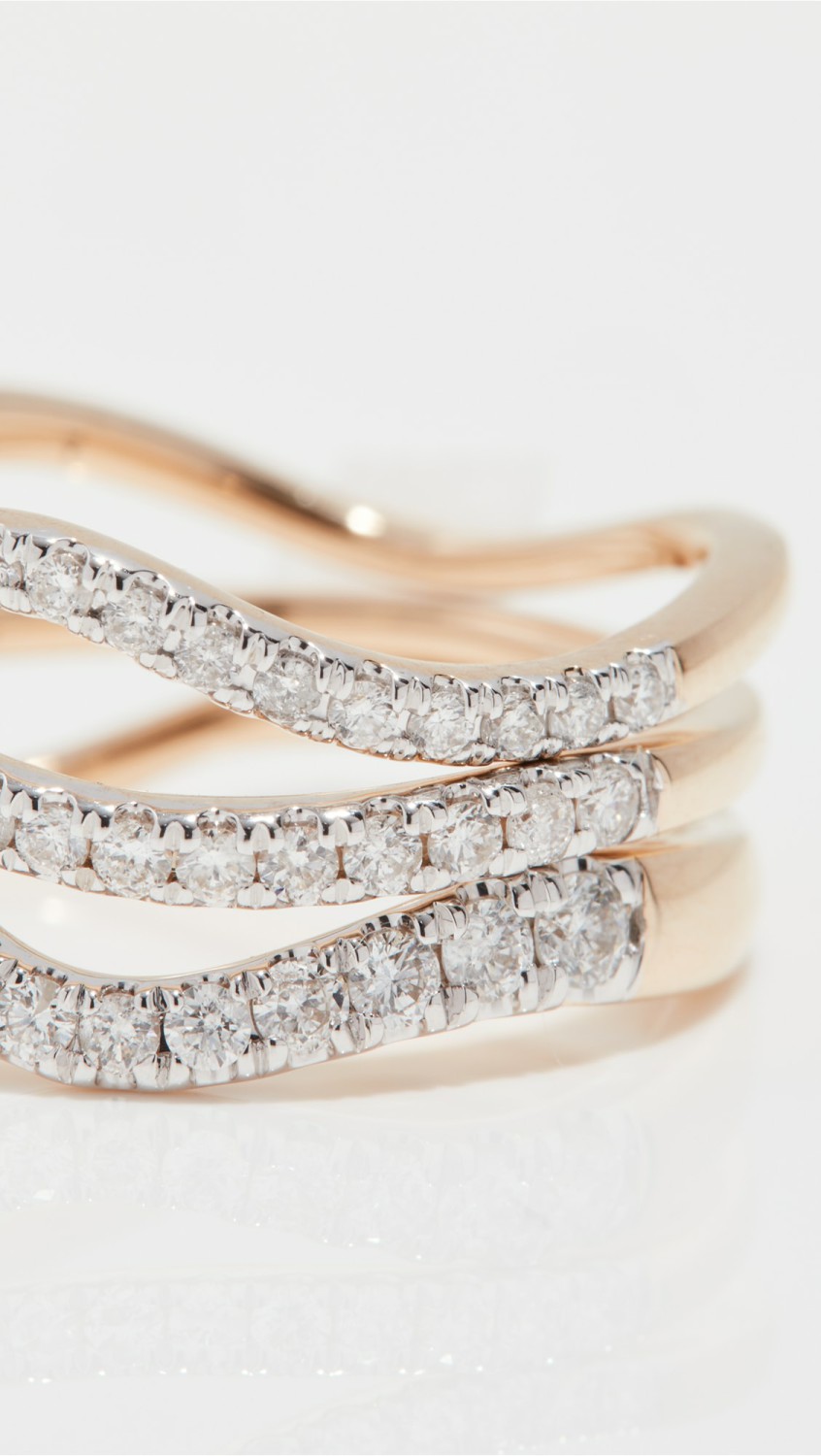 14K Pave Wave Rings  |  Rings Jewelry 14K Yellow Gold